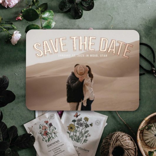 アーチ型のフォイル「Save the Date」招待状 箔招待状
