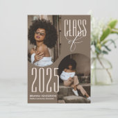 アーチ型の写真とニュートラルブラウンの卒業 招待状 (スタンド正面)