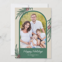 アーチ型の写真　冬の緑　楽しいホリデーシーズン