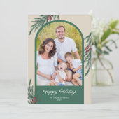 アーチ型の写真　冬の緑　楽しいホリデーシーズン シーズンカード (スタンド正面)