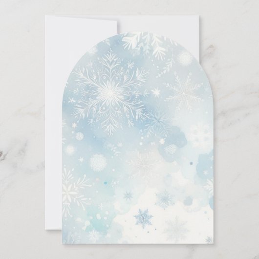 アーチ型の冬のワンダーランドの結婚式の招待 招待状 (裏面)