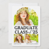 アーチ型の窓のモダン卒業 案内状 (正面)