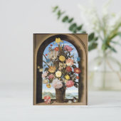 アーチ型の窓はがき内のボスケート花束 ポストカード (スタンド正面)
