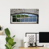 アーチ型の窓(海の景色) ポスター (ホームオフィス)