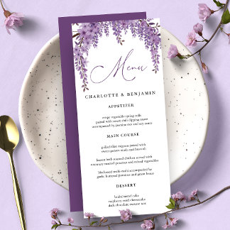 アーチ型の藤の枝の花園でのウェディング メニュー