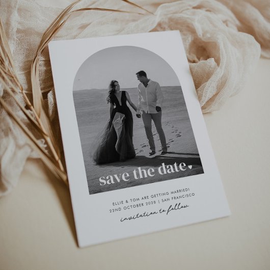 アーチ型のSave The Date ハート 招待状