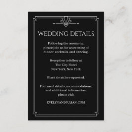 アーチ型オニキスブラックアールデコ結婚式詳細 エンクロージャーカード