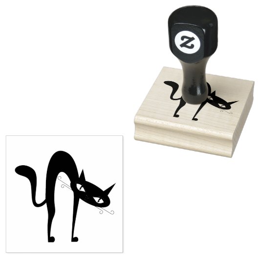 アーチ型キャットデザイン木印 ラバースタンプ (押印)