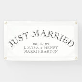 アーチ型クラシックたった今結婚しました車 横断幕 (横)