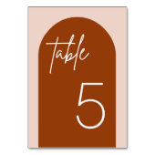 アーチ型テラコッタ結婚ミニマリストのテーブルカード テーブルナンバー (正面)