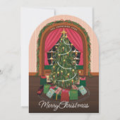 アーチ型ビクトリアンなクリスマスイブのホリデーカード 招待状 (正面)