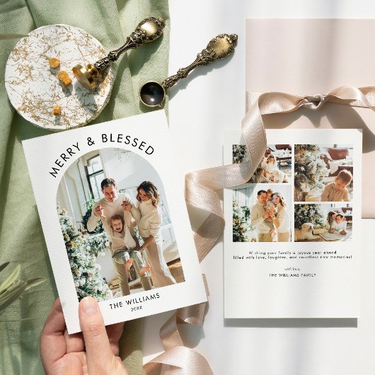 アーチ型フォトクリスマスカードモダンミニマリストカード シーズンカード