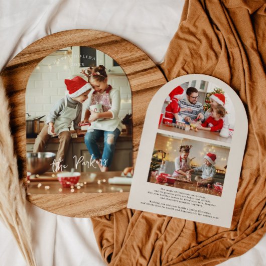 アーチ型フォトコラージュクリスマスカード 招待状