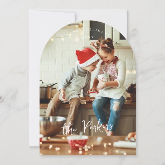 アーチ型フォトコラージュクリスマスカード 招待状 (正面)