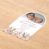 アーチ型フォトピンクフローラ少女誕生発表 アクリル招待状 (レイダウン)