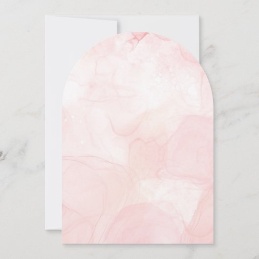 アーチ型フォトピンクフローラ少女誕生発表 招待状 (裏面)