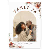 アーチ型フォト文字ボホ秋ミニマル結婚リスト テーブルナンバー (裏面)