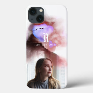 アーチ型フォト水グラデーション色の追加モノグラムの iPhone 13ケース