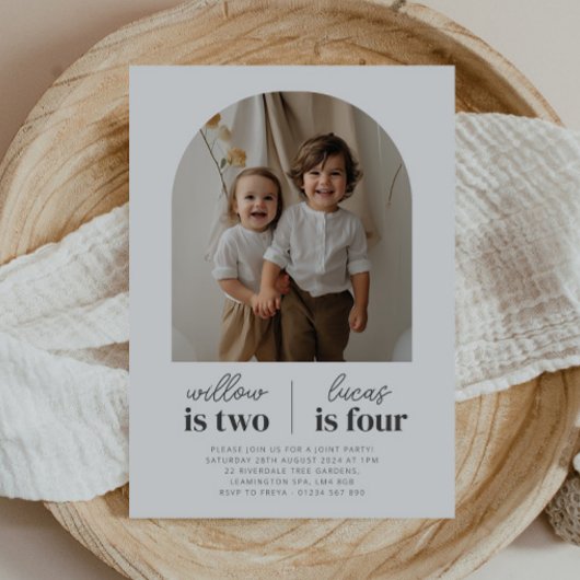 アーチ型フォト – ジョイント誕生日招待状 招待状