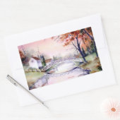 アーチ型ブリッジの水絵画色 長方形シール (封筒)