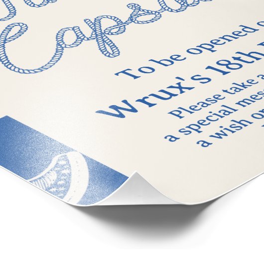 アーチ型ブルーカウボーイブーツタイムカプセルサイン フォトプリント            (角)