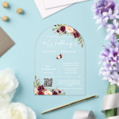 アーチ型マルサラ結婚ボホモダンのQRコミニマルード アクリル招待状 (インサイチュ (ウェディング))