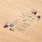 アーチ型マルサラ結婚ボホモダンのQRコミニマルード アクリル招待状 (レイダウン)