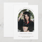 アーチ型ミニマルエレガント写真卒業 セーブザデート (正面/裏面)