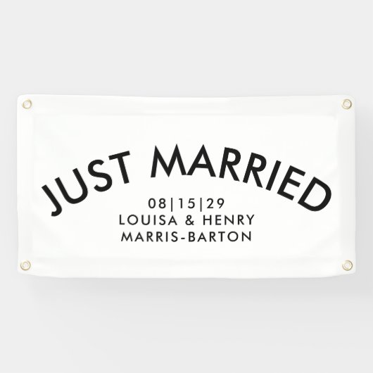 アーチ型モダンたった今結婚しました車 横断幕 (横)