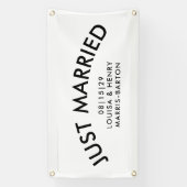 アーチ型モダンたった今結婚しました車 横断幕 (縦)