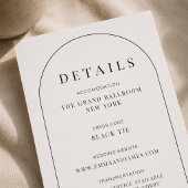 アーチ型モダンな結婚式の詳細カード(編集可能) 出欠カード