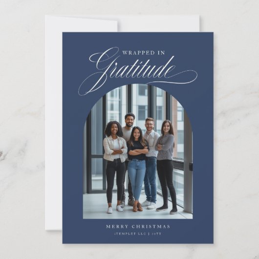 アーチ型モダンフォトビジネスクリスマスカード シーズンカード (正面)