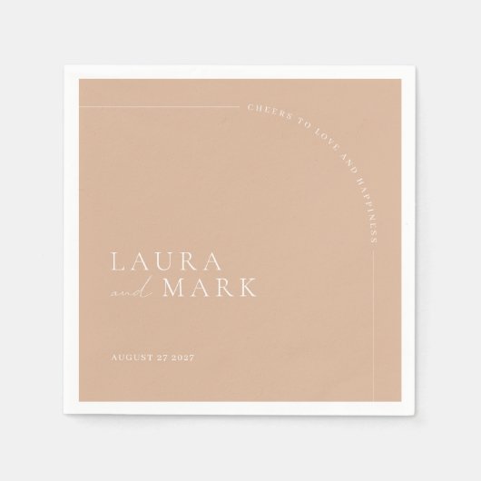 アーチ型モダンミニマル応援スクリプ結婚ト スタンダードカクテルナプキン (正面)