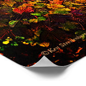 アーチ型レンガの入り口、秋の葉、庭の向こう ポスター (角)