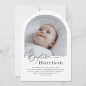 アーチ型写真バプテスマ招待状 招待状 (正面)