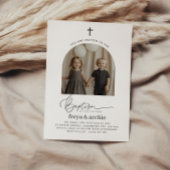 アーチ型写真共同バプテスマ招待状 招待状
