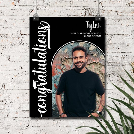 アーチ型写真卒業ブラック ポスター