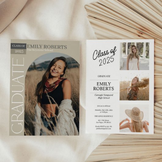 アーチ型写真卒業発表招待状 招待状