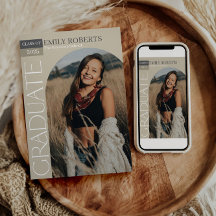 アーチ型写真卒業発表招待状