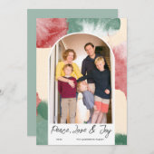 アーチ型写真抽象芸術水彩平和の愛と喜び シーズンカード (正面/裏面)