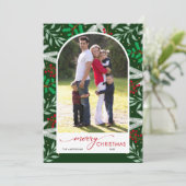 アーチ型写真緑のメリークリスマス シーズンカード (スタンド正面)