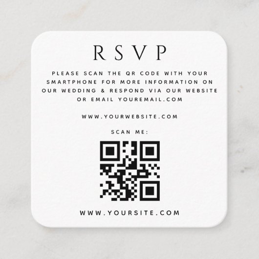 アーチ型写真QRコードオンライン結婚式RSVPシック エンクロージャーカード (正面)