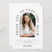 アーチ型卒業サンキューカード白黒 サンキューカード (正面/裏面)