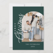 アーチ型緑の写真クリスマスグリーティング シーズンカード (正面)