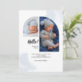 アーチ型赤ちゃん誕生お知らせカード Hello 2枚の写真 (スタンド正面)