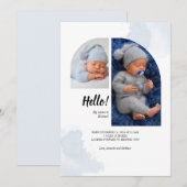 アーチ型赤ちゃん誕生お知らせカード Hello 2枚の写真 (正面/裏面)