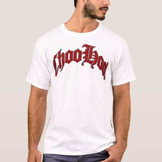 アーチ形にされたChooHoo! Tシャツ (正面)
