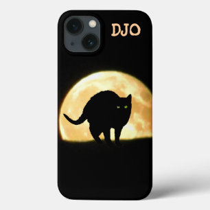 アーチ形になる黒猫および極度の月 iPhone 13ケース