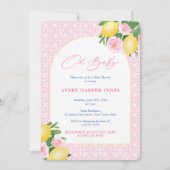 アーチ形のレモン 赤ちゃん女の子のシャワー 招待状 (正面)