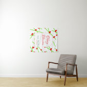 アーチ形の桜の花 赤と緑のベビーシャワー タペストリー (インサイチュ(横))